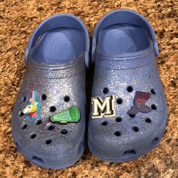 CROCS Shoes Crocs Kids Classic Glitter Clogs With Charms 2 Poshmark